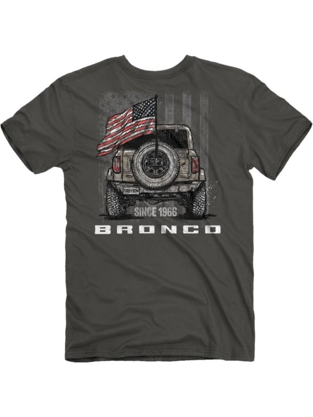 Classic Car Bronco Short Sleeve T-Shirt | 100% Cotton, Smoke Color, Vintage